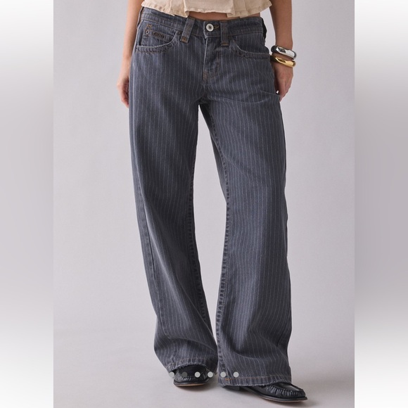Urban Outfitters Denim - Urban Outfitters Charcoal Pinstripe Wide Leg Jeans